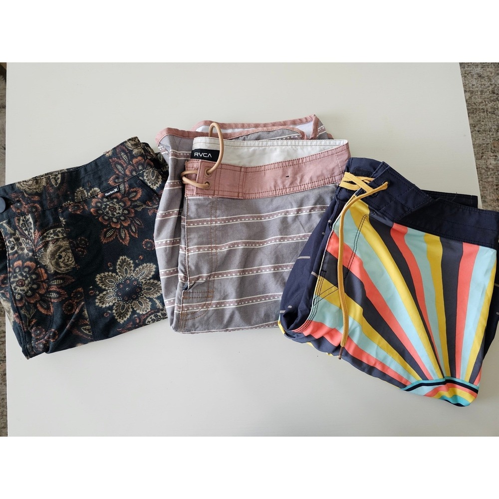 Mens Boardshorts Bundle Billabong Gallery RVCA Hurley Floral Striped Size 31 32